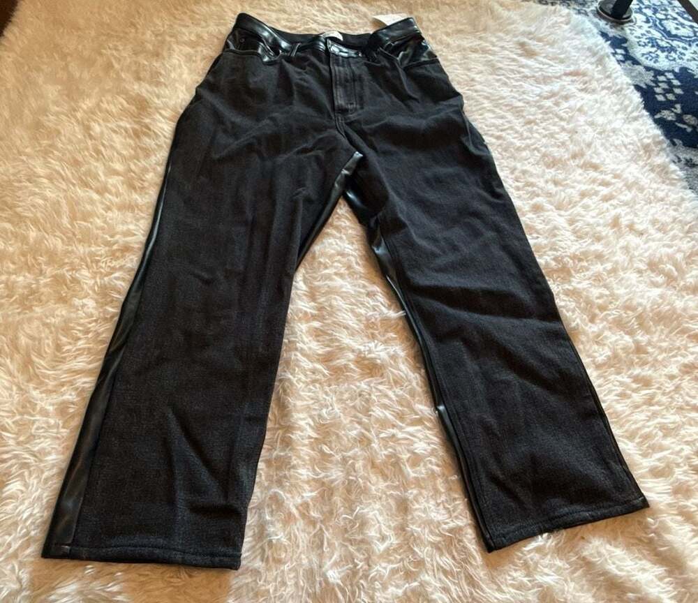 Abercrombie‎ & Fitch Curve Love The Ankle Straight Ultra High Rise Two-Tone Faux